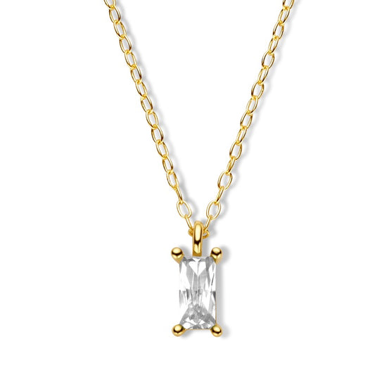 MAYA necklace set with a baguette zirconia 925 silver 18k gold plated